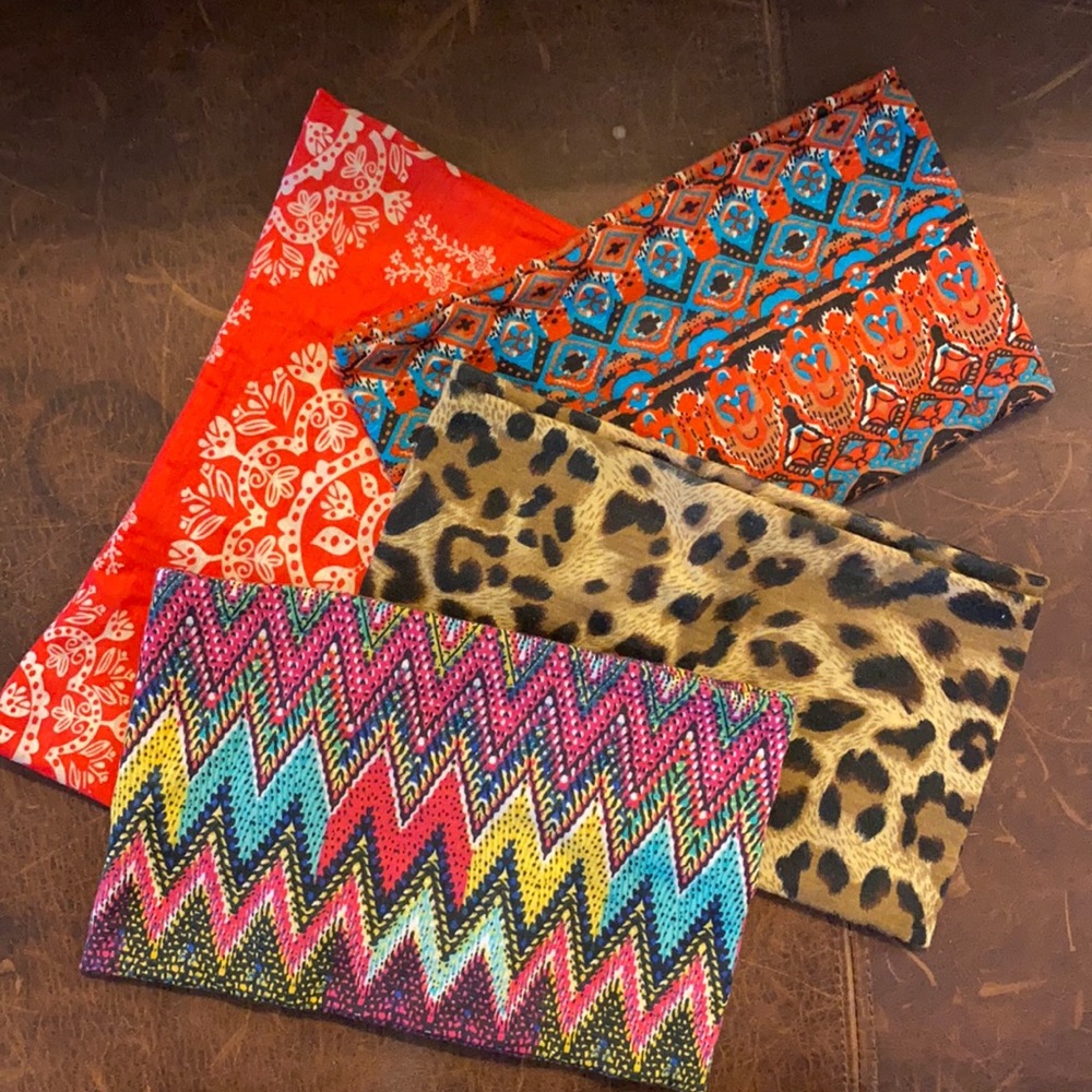 Lot of 4 Aztec Leopard Chevron Boho Headbands